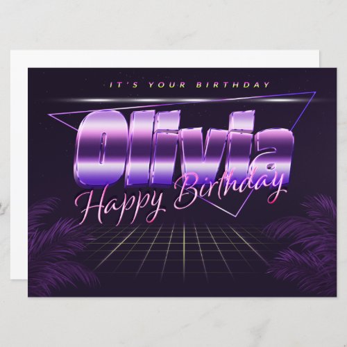 Olivia Name First name lila retro Map Birthday Card