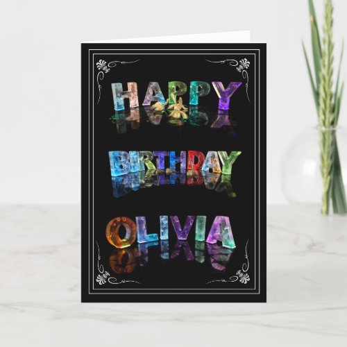 Olivia _  Name in Lights greeting card Photo