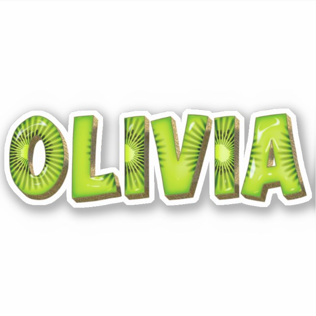Olivia Name Kiwi Design Decal Sticker (Front)