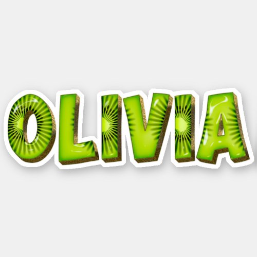 Olivia Name Kiwi Design Sticker