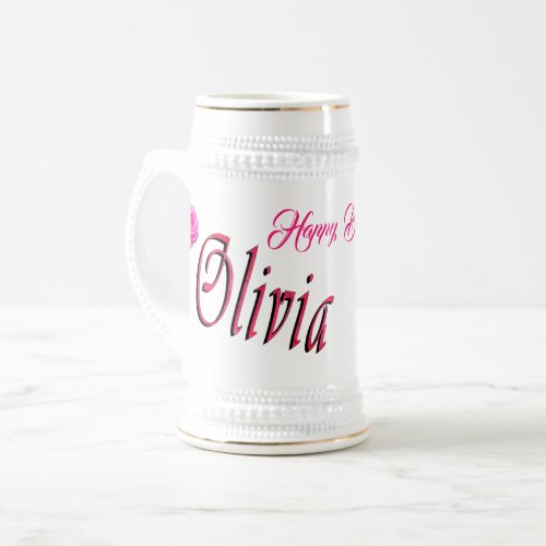 Olivia Name Logo Bithday Beer Stein