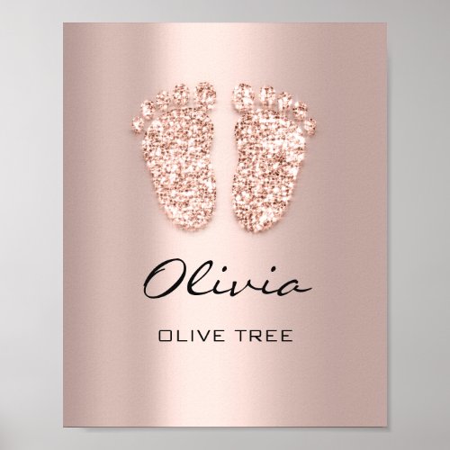 Olivia Name Meaning New Baby Feet Rose Gift Poster
