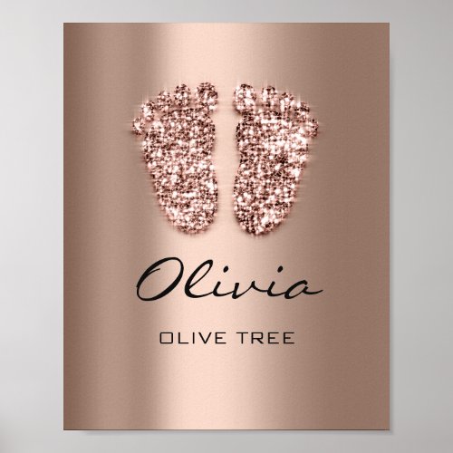 Olivia Name Meaning New Baby Feet Rose Gold Poster