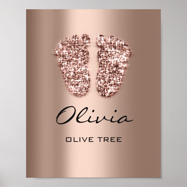 Olivia Name Meaning New Baby Feet Rose Gold Poster (Front)