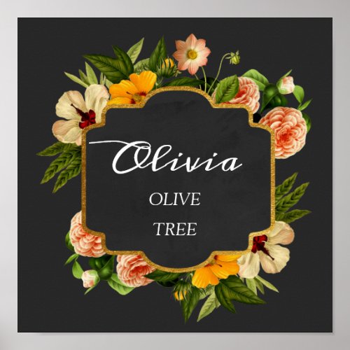 Olivia Name Meaning Royal Roses Frame Gift Poster