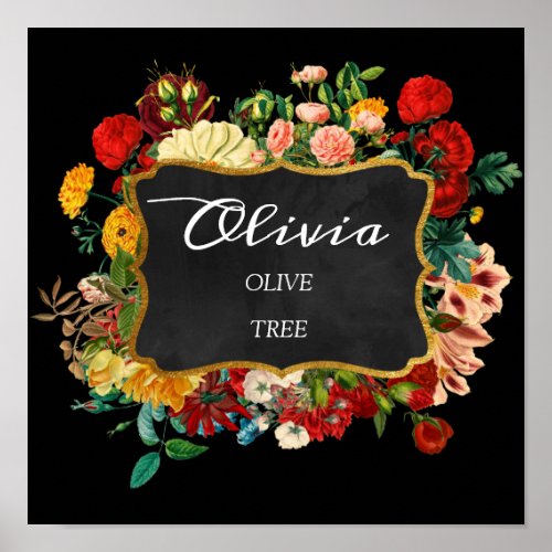 Olivia Name Meaning Royal Roses Frame Gift Poster
