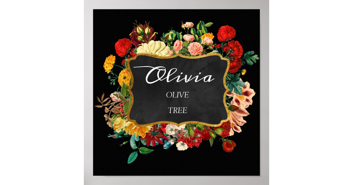 Olivia Name Meaning Royal Roses Frame Gift Poster Zazzle Com