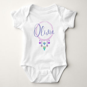Olivia Name Reveal Girl Whimsical Cute Hippy Boho Baby Bodysuit