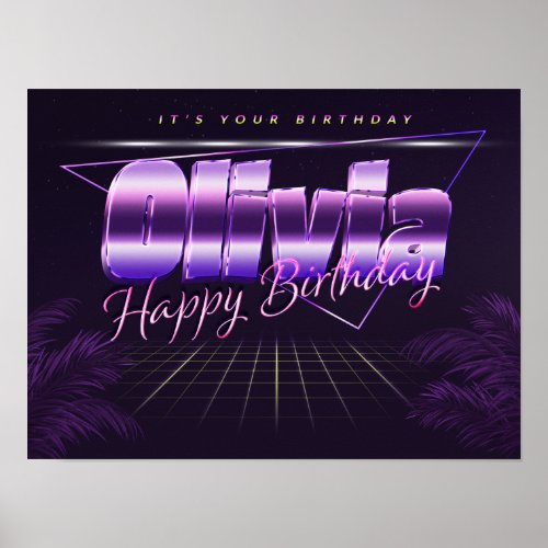 Olivia Name Vorname lila retro Poster Geburtstag