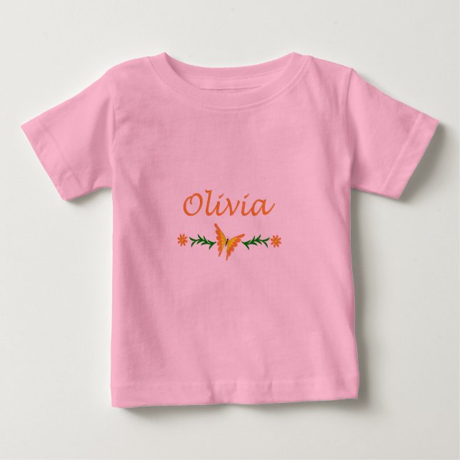 Olivia (Orange Butterfly) Baby T-Shirt (Front)