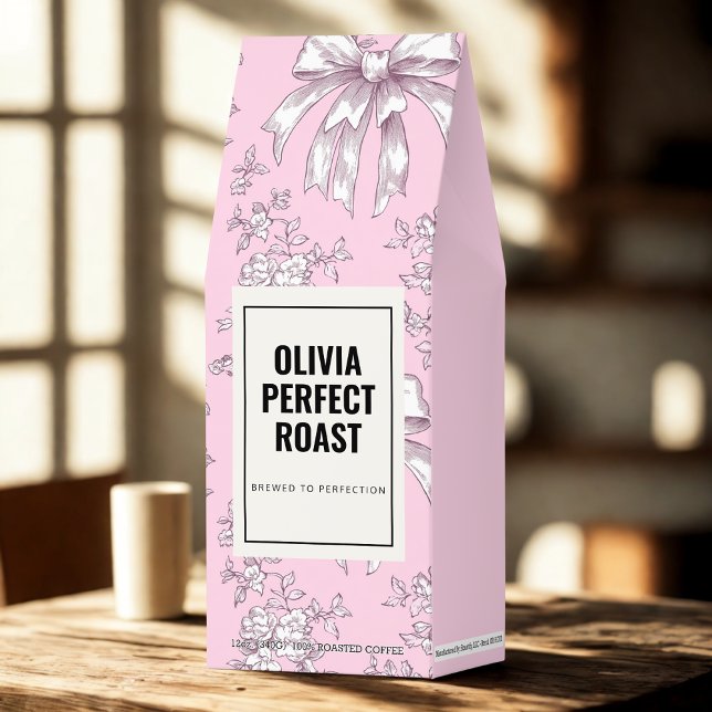 Olivia Perfect Roast | Elegant Pink Floral Bow  Roasted Coffee (Creator Uploaded)