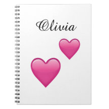 Olivia Personalized Emoji Hearts NoteBook