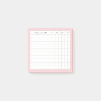 Olivia Personalized Habit Tracker in Blush Post-it Notes