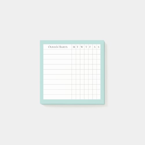 Olivia Personalized Habit Tracker in Spa Post_it Notes