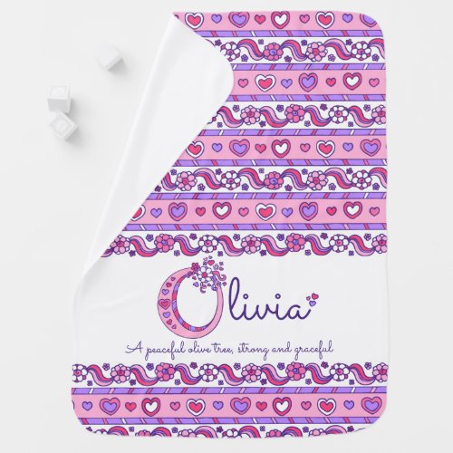 Olivia personalized O name meaning baby blanket