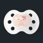 Olivia Pig Custom Baby Girl Pacifier<br><div class="desc">This adorable piggy pacifier features Olivia Pigsley. Olivia is a happy little piglet who lives at Strawberry Hill Farms. She loves to run and jump in the mud and is very excited to help you soothe your special baby girl.</div>