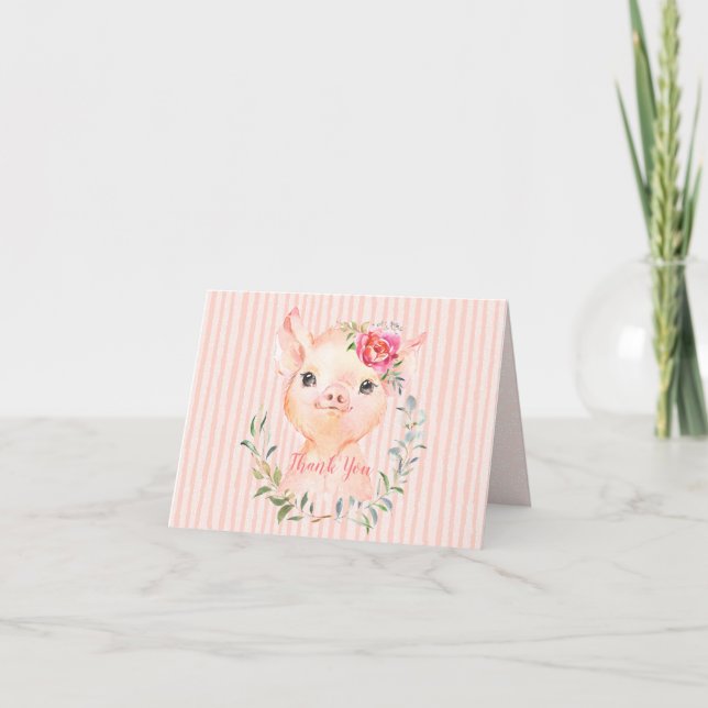 Olivia Pigsley Baby Shower Thank You Card (Front)