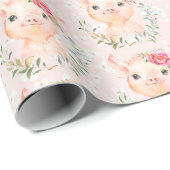 Olivia Pigsley Blush Pink Wrapping Paper (Roll Corner)