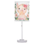 Olivia Pigsley Cute Pig with Blush Roses | Nursery Table Lamp