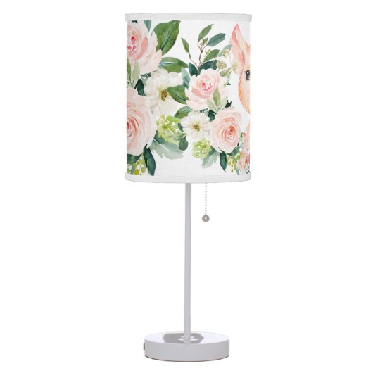 Olivia Pigsley Cute Pig with Blush Roses | Nursery Table Lamp (Left)
