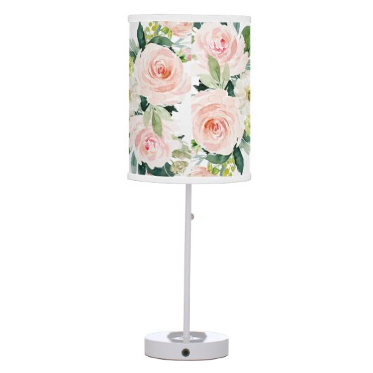 Olivia Pigsley Cute Pig with Blush Roses | Nursery Table Lamp (Back)