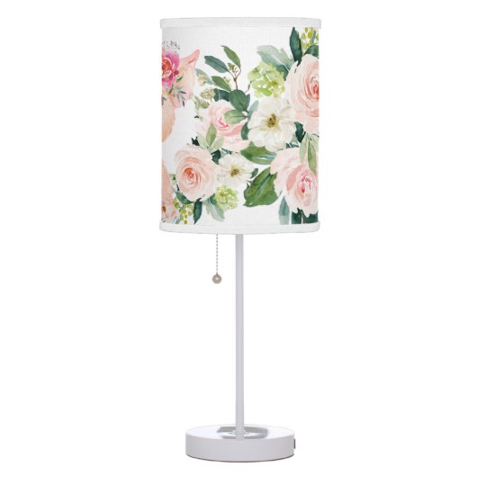 Olivia Pigsley Cute Pig with Blush Roses | Nursery Table Lamp (Right)