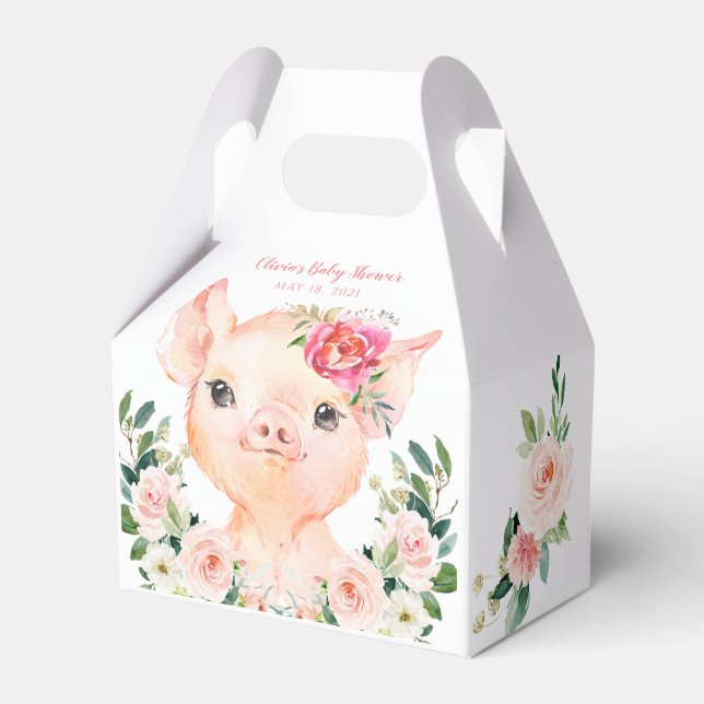 Olivia Pigsley  - Pig Baby Shower Favor Boxes (Front Side)
