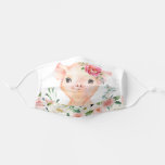 Olivia Pigsley Pig with Blush Pink Flowers Adult Cloth Face Mask