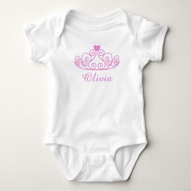 Olivia, Pink Princess Baby Tee, Add Baby's Name Baby Bodysuit (Front)