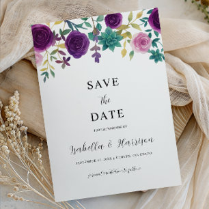 OLIVIA Purple Floral Save the Date Template