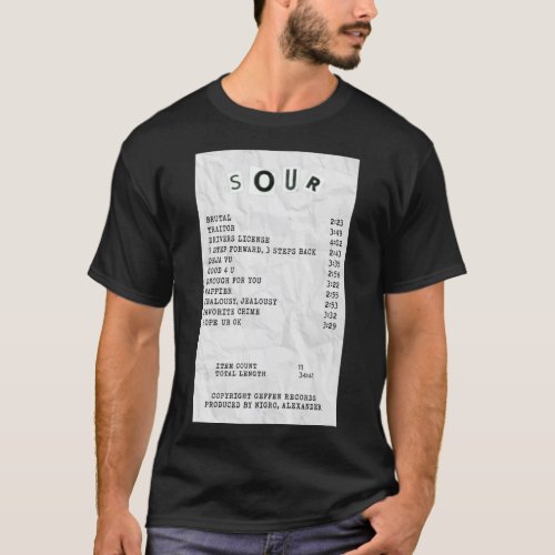 olivia rodrigo sour receipt  Posterpng T_Shirt