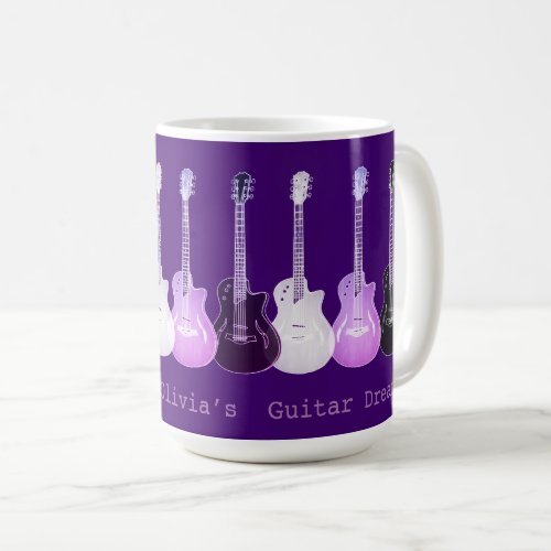 Olivias Guitar Dreams Purple  Pink Pop Art Music Coffee Mug