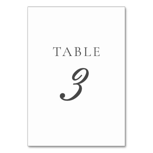 Olivia Simple Elegant Gray Wedding Table Number