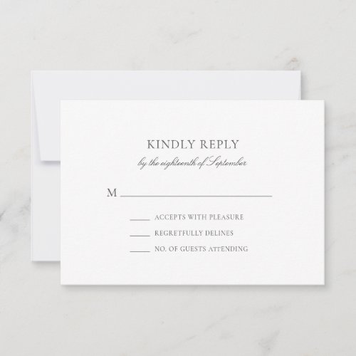 Olivia Simple Gray Minimalist Wedding RSVP Card