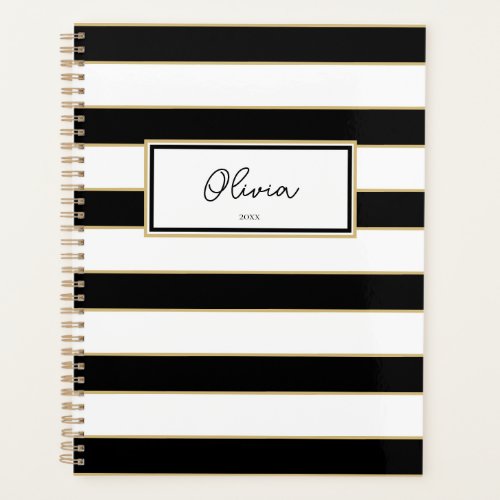 Olivia Stripes Planner in Black and White