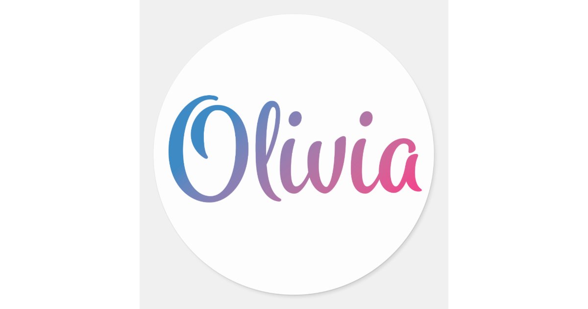 Olivia Stylish Cursive Classic Round Sticker | Zazzle