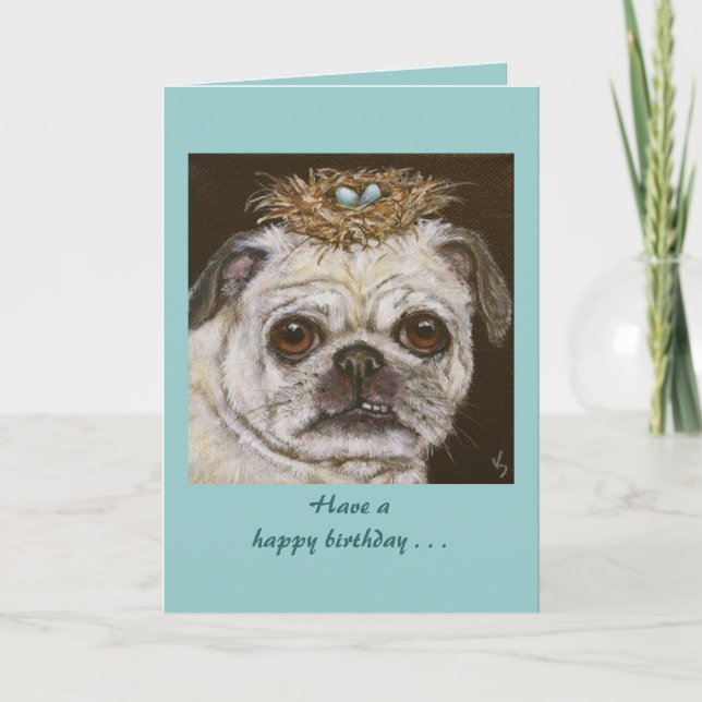 Olivia the pug funny birthday card (Front)