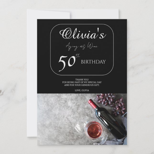 Olivia's 50th Birthday Thank you card (Front)