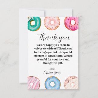 Olivia's Sweet One Birthday Thank You Card