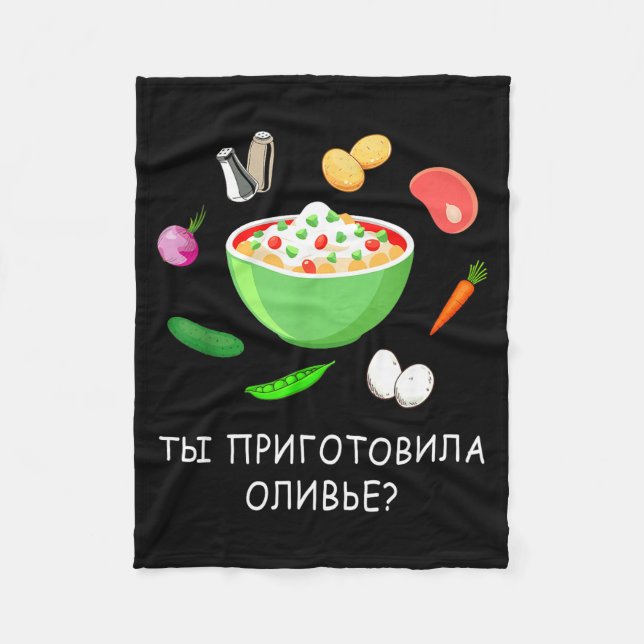 Olivier Salad Lover Russian New Years Russian Gift Fleece Blanket (Front)