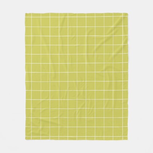 Olivine Green Minimal Geometric Grid Pattern Fleece Blanket