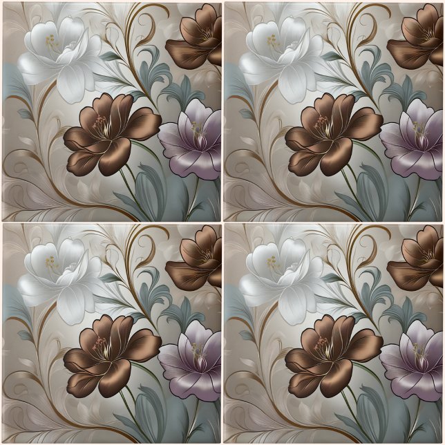 Ollie Blooms Ceramic Tile (Ollie Blooms Ceramic Tile
(Four by Four)
)
