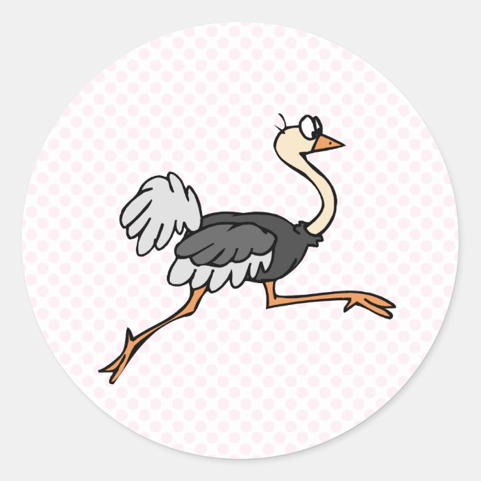 Ollie Ostrich Round Stickers