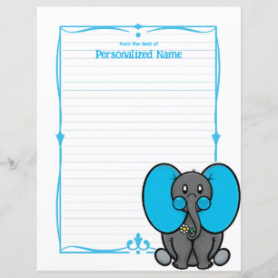 Ollie-Phant Blue Lined Paper Sheet