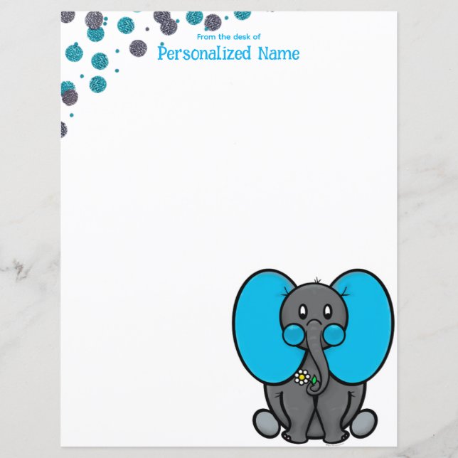 Ollie-Phant Dots Unlined Paper Sheet (Front)