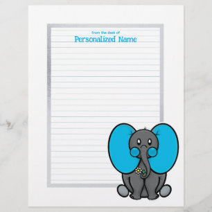 Ollie-Phant Grey Lined Letterhead