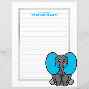Ollie-Phant Grey Lined Paper Sheet