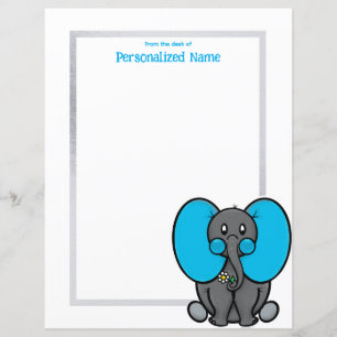 Ollie-Phant Grey Unlined Paper Sheet