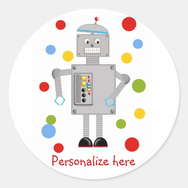 Ollie The Robot Classic Round Sticker (Front)