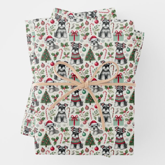 Ollie the sweet mini Schnauzer wrapping paper (In situ)